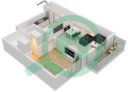 Misk Apartments - 1 Bedroom Apartment Type D Floor plan