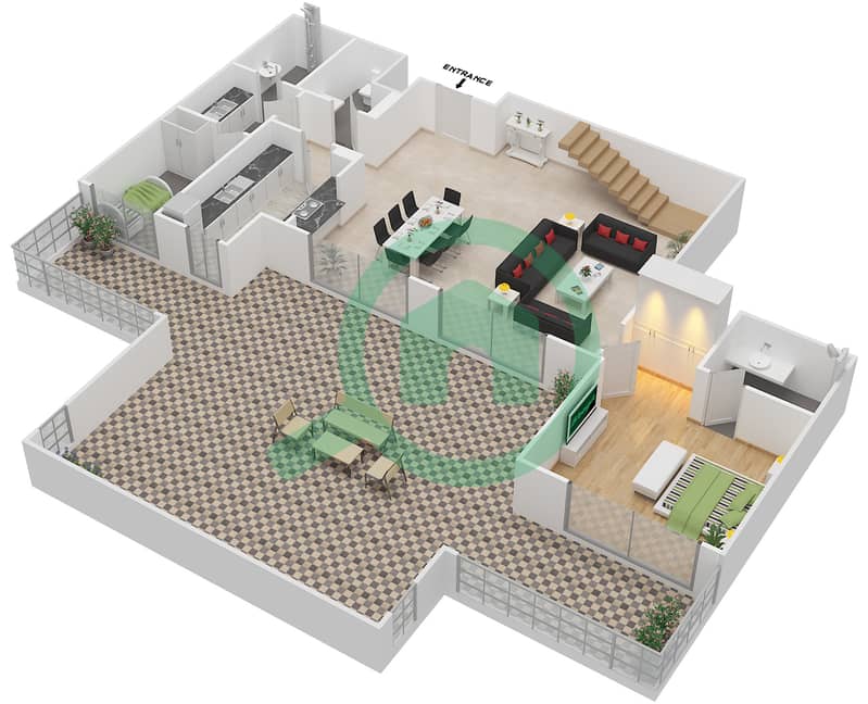 Hartland Greens - 3 Bedroom Apartment Unit 4701,4704,4705,4707 Floor plan Lower Floor 7 interactive3D