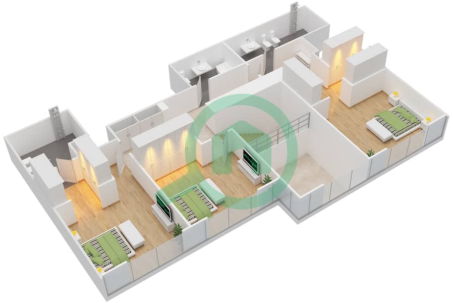 Hartland Greens - 3 Bedroom Apartment Unit 1705 Floor plan Upper Floor 8 interactive3D