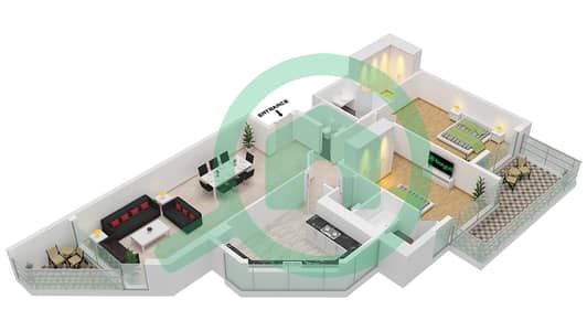 Manazel Garhoud - 2 Bedroom Apartment Type C-FLOOR 1-8 Floor plan