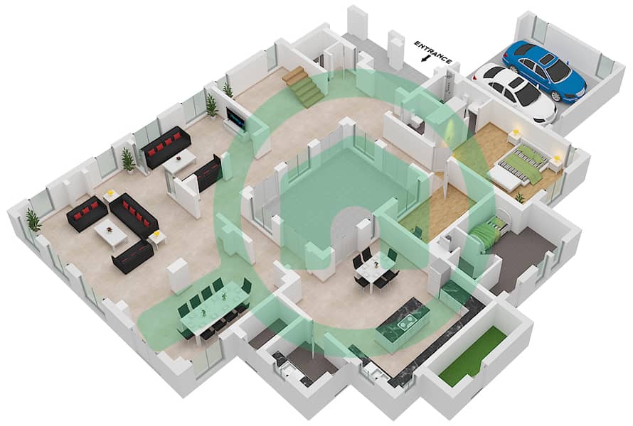 المخططات الطابقية لتصميم النموذج CAMELIA فیلا 5 غرف نوم - بحيرات سيينا Ground Floor interactive3D