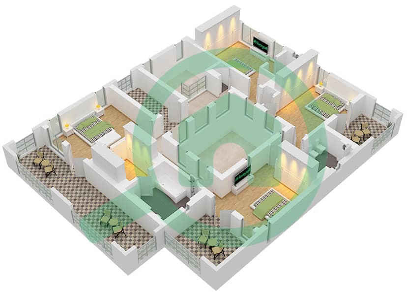 المخططات الطابقية لتصميم النموذج CAMELIA فیلا 5 غرف نوم - بحيرات سيينا First Floor interactive3D