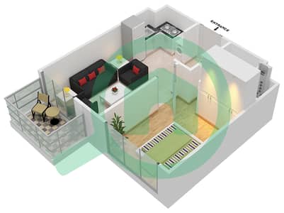 المخططات الطابقية لتصميم النموذج 01 شقة 1 غرفة نوم - بارك افينيو I