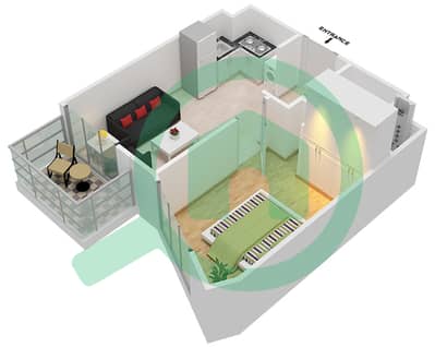 المخططات الطابقية لتصميم النموذج 02 شقة 1 غرفة نوم - بارك افينيو I