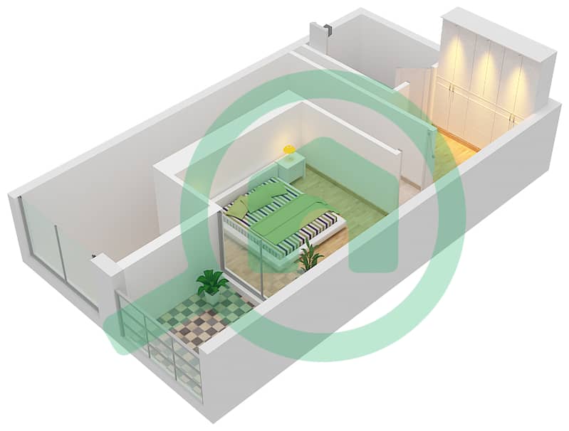 Samana Waves - 1 Bedroom Apartment Type A Floor plan Upper Floor interactive3D
