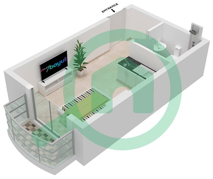 المخططات الطابقية لتصميم الوحدة 22 شقة استوديو - لوديسيا interactive3D