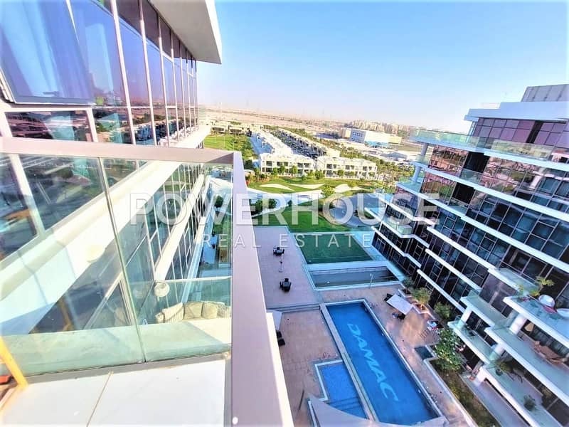 High Floor | Balcony with Park and Pool View