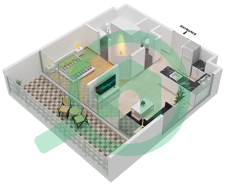 المخططات الطابقية لتصميم النموذج / الوحدة B/01 شقة 1 غرفة نوم - سمانا هيلز Floor 1st & 2nd interactive3D