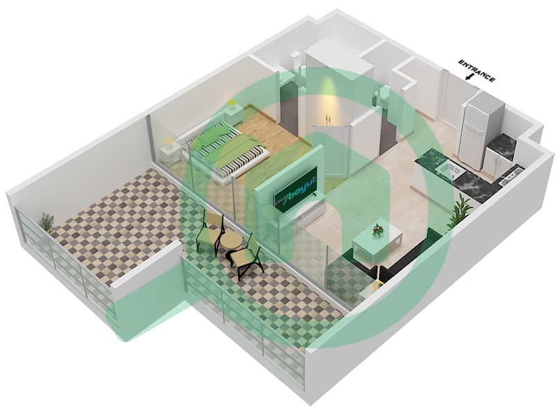 Samana Hills - 1 Bedroom Apartment Type/unit B/03 Floor plan Floor 1st interactive3D
