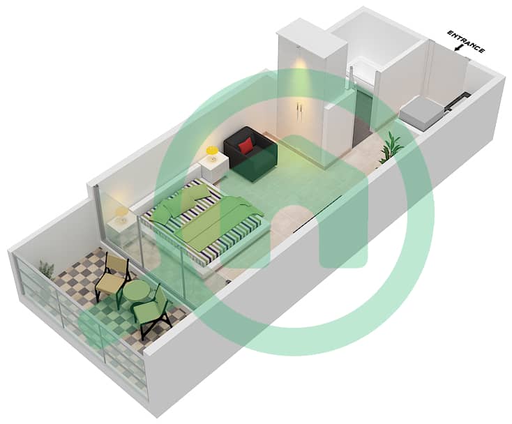 Samana Hills - Studio Apartment Type/unit A/09 Floor plan Floor 1st & 2nd interactive3D