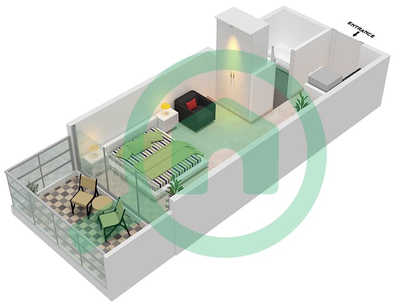 المخططات الطابقية لتصميم النموذج / الوحدة A/11 شقة استوديو - سمانا هيلز Floor 1st interactive3D
