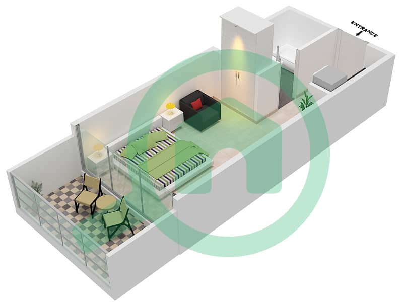 Samana Hills - Studio Apartment Type/unit A/15,17 Floor plan Floor 1st interactive3D