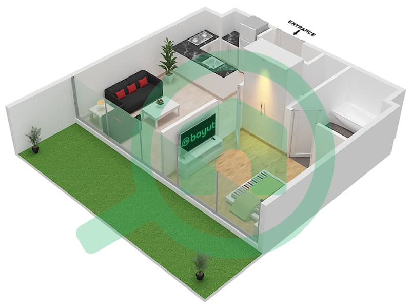 المخططات الطابقية لتصميم النموذج / الوحدة A/24 شقة 1 غرفة نوم - سمانا هيلز Floor 1st interactive3D