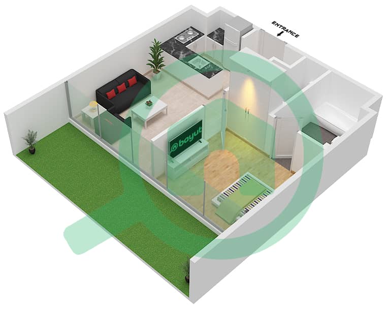 Samana Hills - 1 Bedroom Apartment Type/unit A/25 Floor plan Floor 1st interactive3D