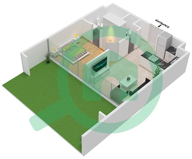 Самана Хиллс - Апартамент 1 Спальня планировка Тип/мера A/33 Floor 1st interactive3D