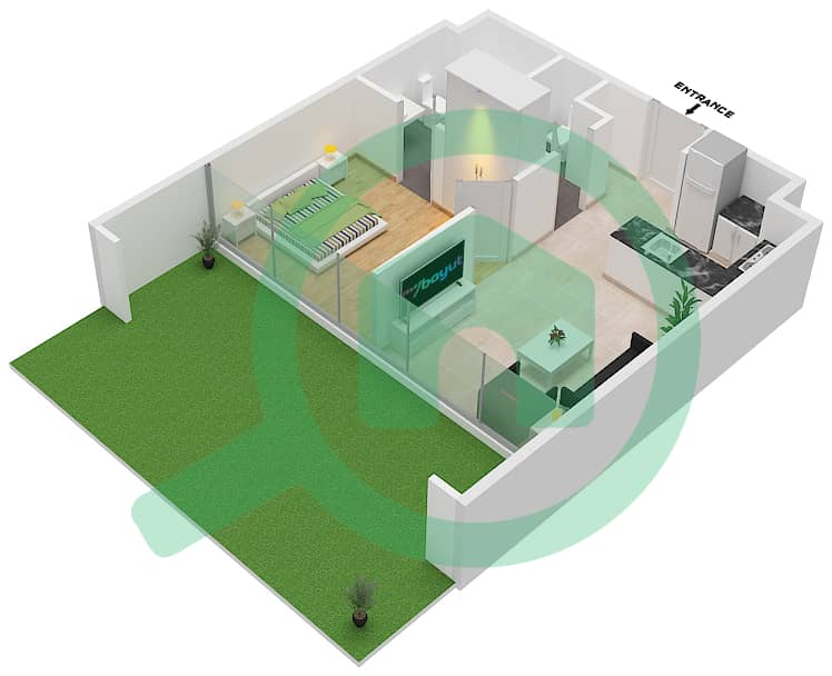 Samana Hills - 1 Bedroom Apartment Type/unit A/35,37 Floor plan Floor 1st interactive3D
