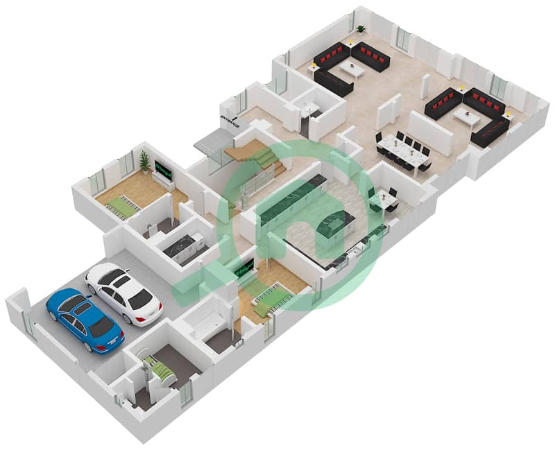 Olive Point - 6 Bedroom Villa Type 4 Floor plan Ground Floor interactive3D