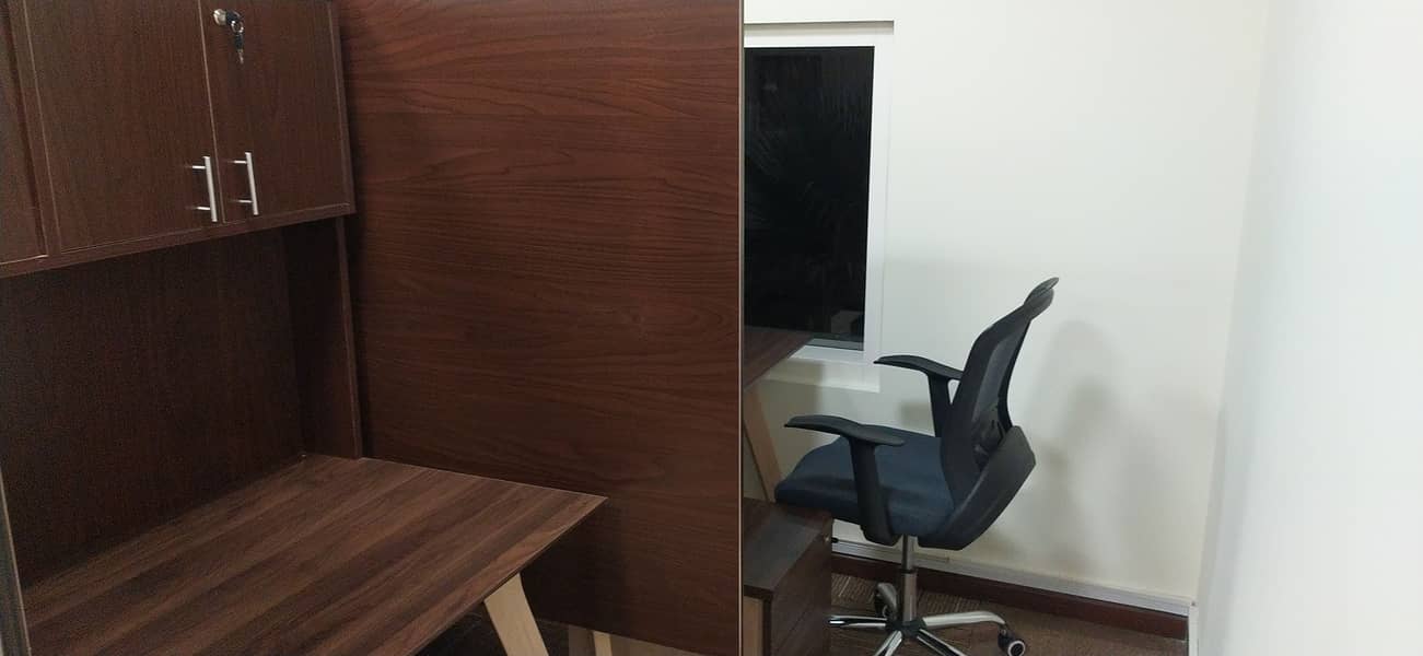 FLEXI OFFICE SPACE WITH PRIVACY ONE YEAR EJARI, WITH ALL TYPE OF INSPECTIONS & MEETING ROOM FACILITY