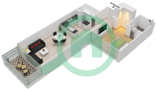 高尔夫景观住宅2号 - 1 卧室公寓单位9-FLOOR 3-4戶型图