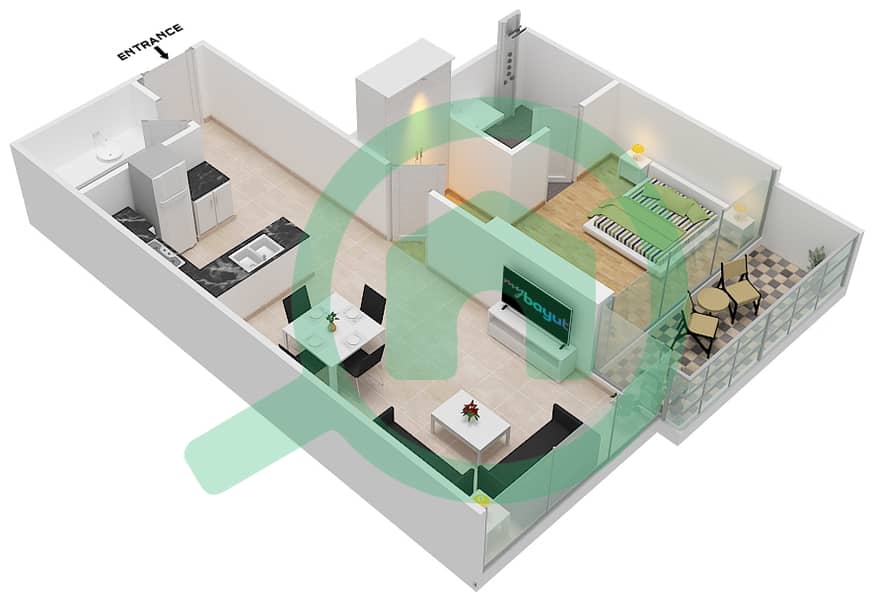 المخططات الطابقية لتصميم الوحدة 7-FLOOR 3-5 شقة 1 غرفة نوم - جولف فيستا 2 Floor 3-5 interactive3D