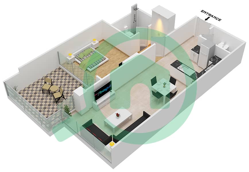 المخططات الطابقية لتصميم الوحدة 10-FLOOR 3-5 شقة 1 غرفة نوم - جولف فيستا 2 Floor 3-5 interactive3D