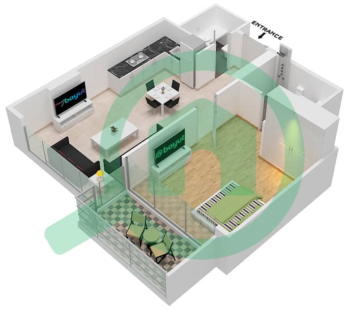 المخططات الطابقية لتصميم الوحدة 1A-FLOOR-5 شقة 1 غرفة نوم - جولف فيستا 2 Floor-5 interactive3D