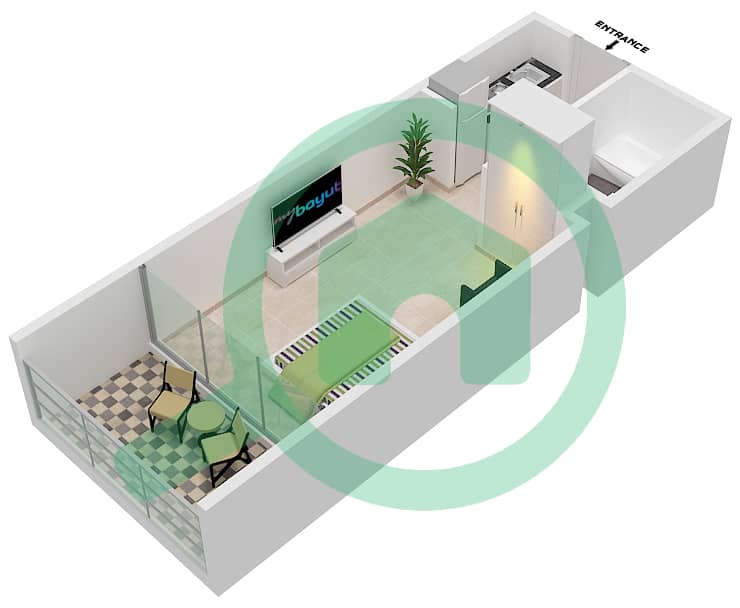 المخططات الطابقية لتصميم النموذج / الوحدة A6/28 شقة استوديو - سمانا هيلز Floor 2nd interactive3D