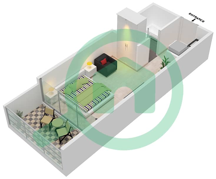 المخططات الطابقية لتصميم النموذج / الوحدة A6/31 شقة استوديو - سمانا هيلز Floor 2nd interactive3D
