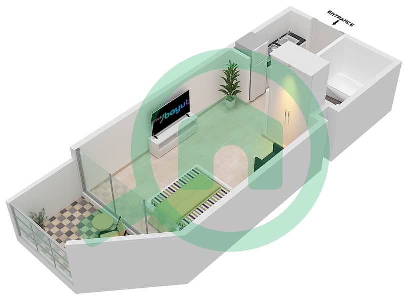 المخططات الطابقية لتصميم النموذج / الوحدة A4/35 شقة استوديو - سمانا هيلز Floor 2nd interactive3D