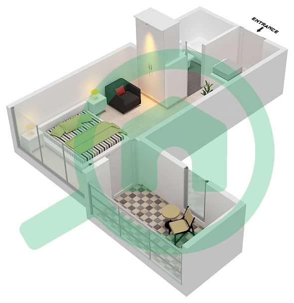 المخططات الطابقية لتصميم النموذج / الوحدة A2/43 شقة استوديو - سمانا هيلز Floor 2nd interactive3D