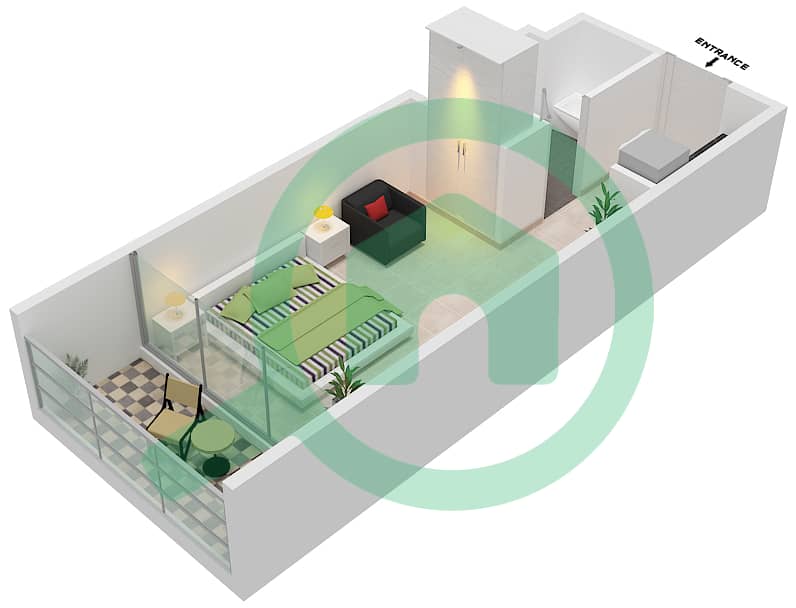 萨马纳山庄公寓 - 单身公寓类型／单位A/02戶型图 Floor 3rd,4th interactive3D