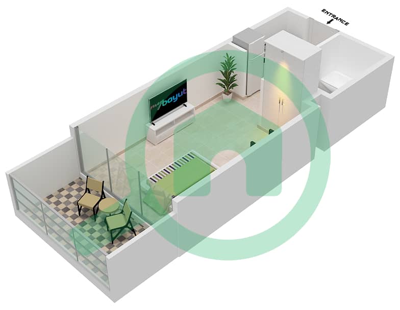 萨马纳山庄公寓 - 单身公寓类型／单位A/015,17戶型图 Floor 3rd,4th interactive3D