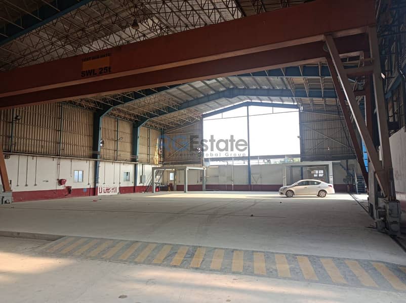 25 + 3 Ton Capacity Crane with 25,000 sqft Warehouse & Office For Rent in Ras Al Khor