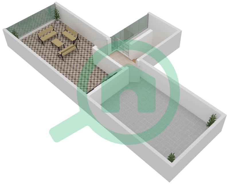 Виллы Сендиан - Таунхаус 4 Cпальни планировка Тип C Roof interactive3D