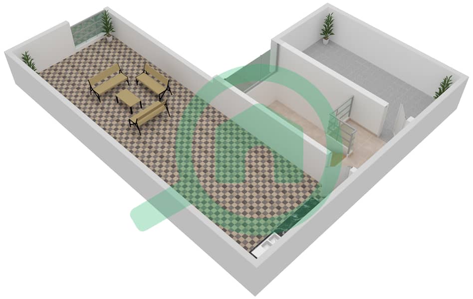 المخططات الطابقية لتصميم النموذج D تاون هاوس 5 غرف نوم - فلل سنديان Roof interactive3D