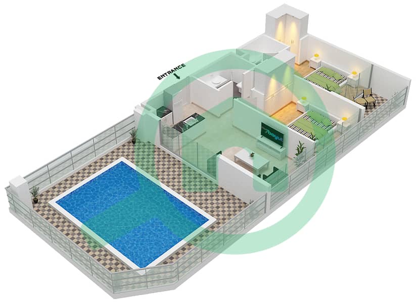 المخططات الطابقية لتصميم النموذج / الوحدة A1/39 شقة 2 غرفة نوم - سمانا هيلز Floor 3rd,4th interactive3D