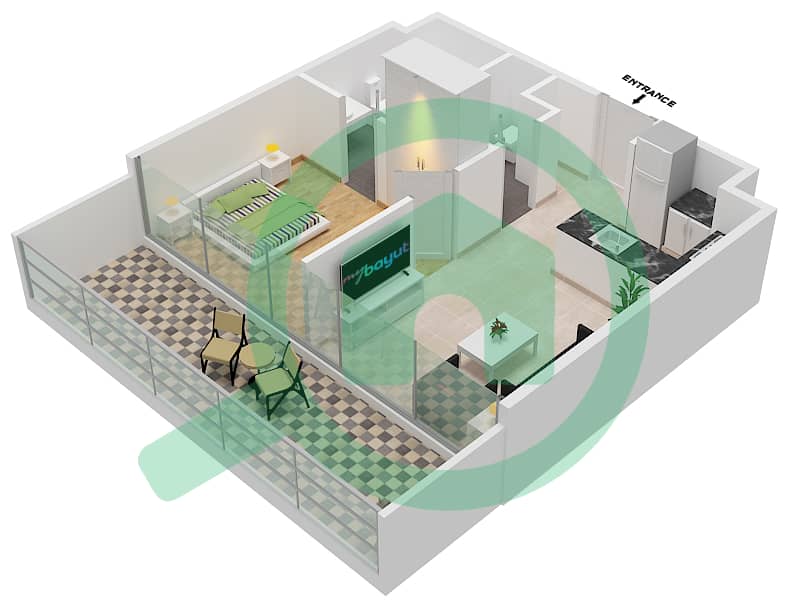 Samana Hills - 1 Bedroom Apartment Type/unit B/03,05 Floor plan Floor 5th interactive3D