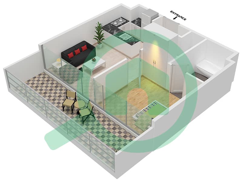 Samana Hills - 1 Bedroom Apartment Type/unit B/04 Floor plan Floor 5th interactive3D