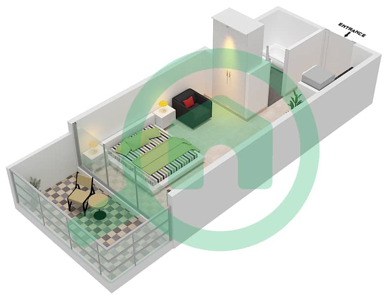 Samana Hills - Studio Apartment Type/unit A/07 Floor plan Floor 5th interactive3D
