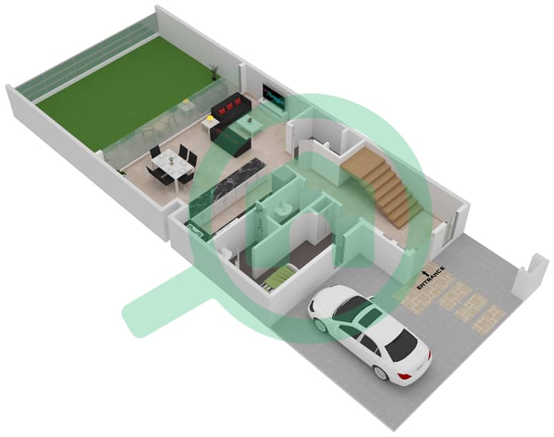 Falcon Island - 2 Bedroom Townhouse Type A Floor plan interactive3D