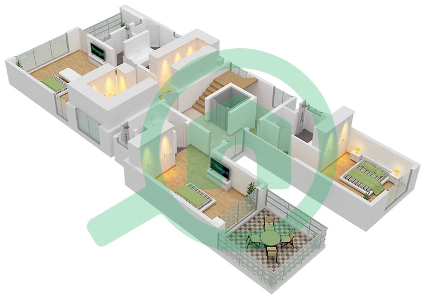 المخططات الطابقية لتصميم النموذج THE HAVEN GRAND VILLA-B فیلا 5 غرف نوم - علايا First Floor interactive3D