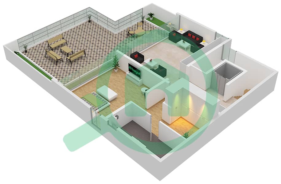 المخططات الطابقية لتصميم النموذج THE RETREAT GRAND VILLA-B فیلا 5 غرف نوم - علايا Second Floor interactive3D
