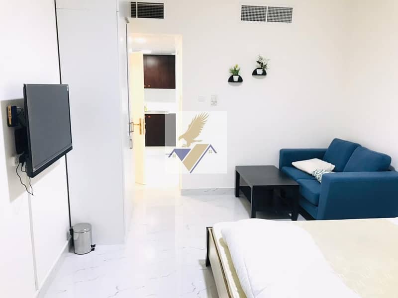 MONTHLY Brand New Furnished Studio In Building Including Elect. Water & Wifi In Khalidiya  Near Corniche 4000/-