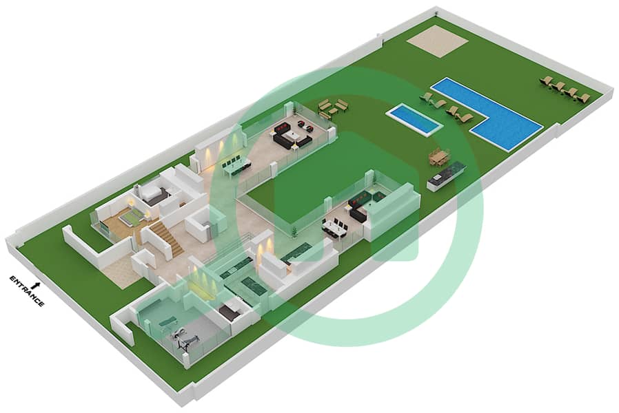 Сикс Сенсес Резиденсес - Вилла 5 Cпальни планировка Тип A Ground Floor interactive3D