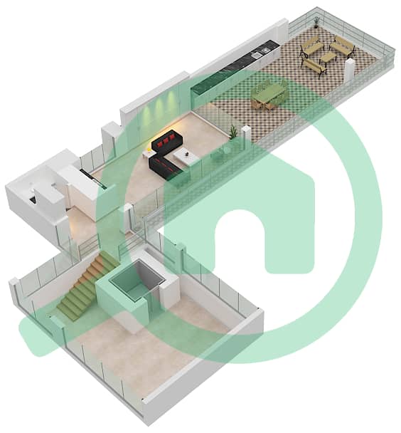 المخططات الطابقية لتصميم النموذج A فیلا 5 غرف نوم - سيكس سينسيز ريزيدنس Second Floor interactive3D