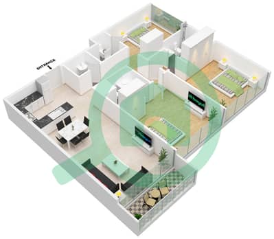 المخططات الطابقية لتصميم النموذج G شقة 2 غرفة نوم - لمى21