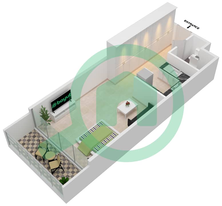 المخططات الطابقية لتصميم النموذج A شقة استوديو - لمى21 interactive3D