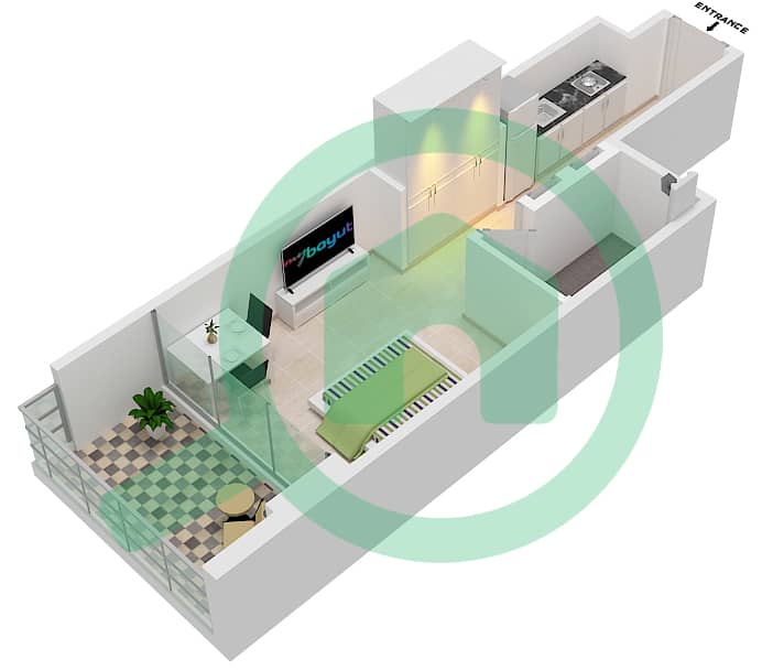 المخططات الطابقية لتصميم النموذج / الوحدة TG-7 شقة استوديو - بنينسولا 2 interactive3D