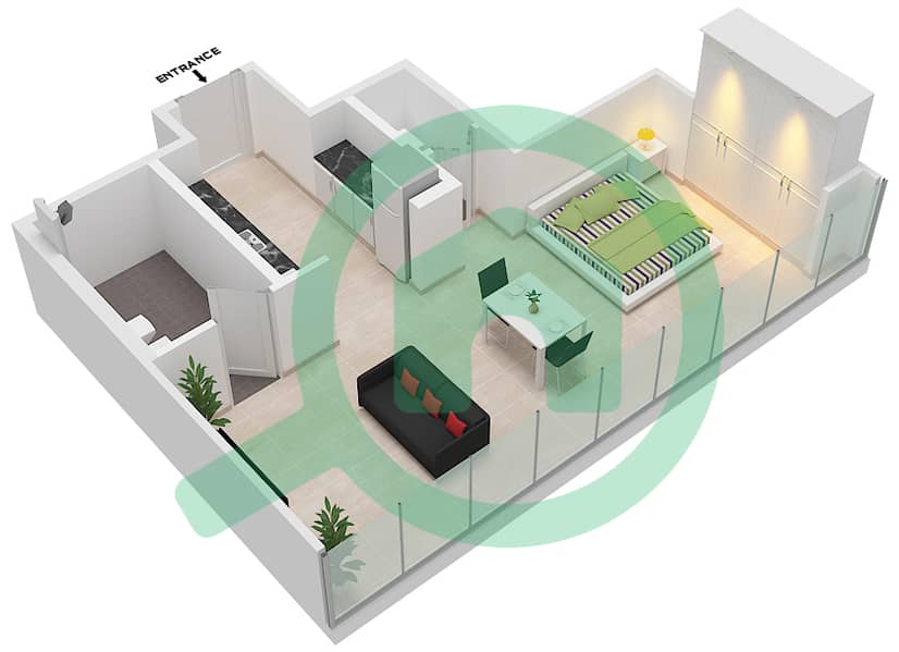 المخططات الطابقية لتصميم النموذج / الوحدة TO-4 شقة استوديو - بنينسولا 2 interactive3D