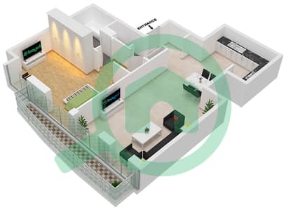 Princess Tower - 1 Bedroom Apartment Unit 8004 Floor plan